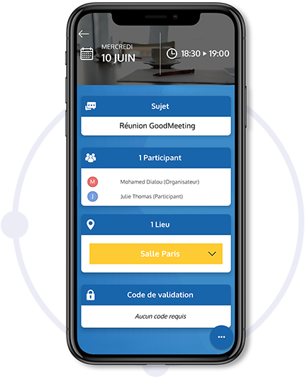 Possibilité de gérer ses réunions depuis l'application